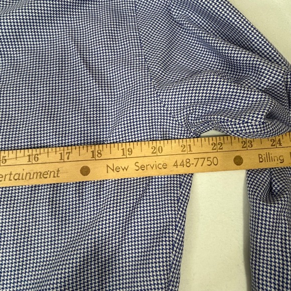Suitsupply Mens Blue White Houndstooth Cotton Dress Shirt See Description - Picture 9 of 11